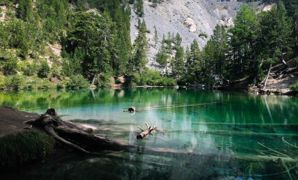 Lac Vert Mont Thabor lac glacière lac eaux translucides vert bleu algues