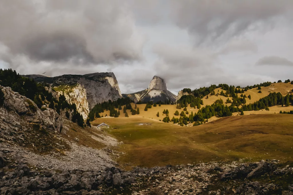 Randonnée vers la cabane de Chaumailloux,, panorama magnifique vers le mont aiguille