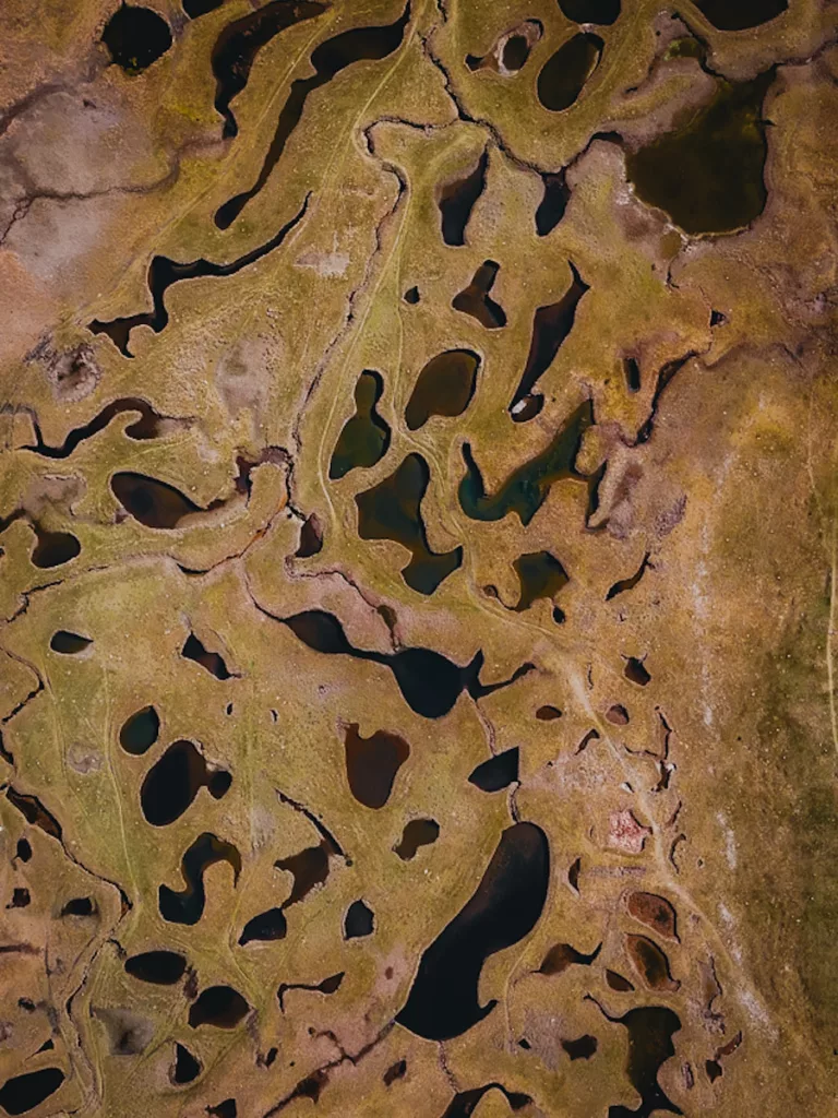 Les pozzi vue du ciel en drone dans la station du Val d'Ese en Corse du Sud.