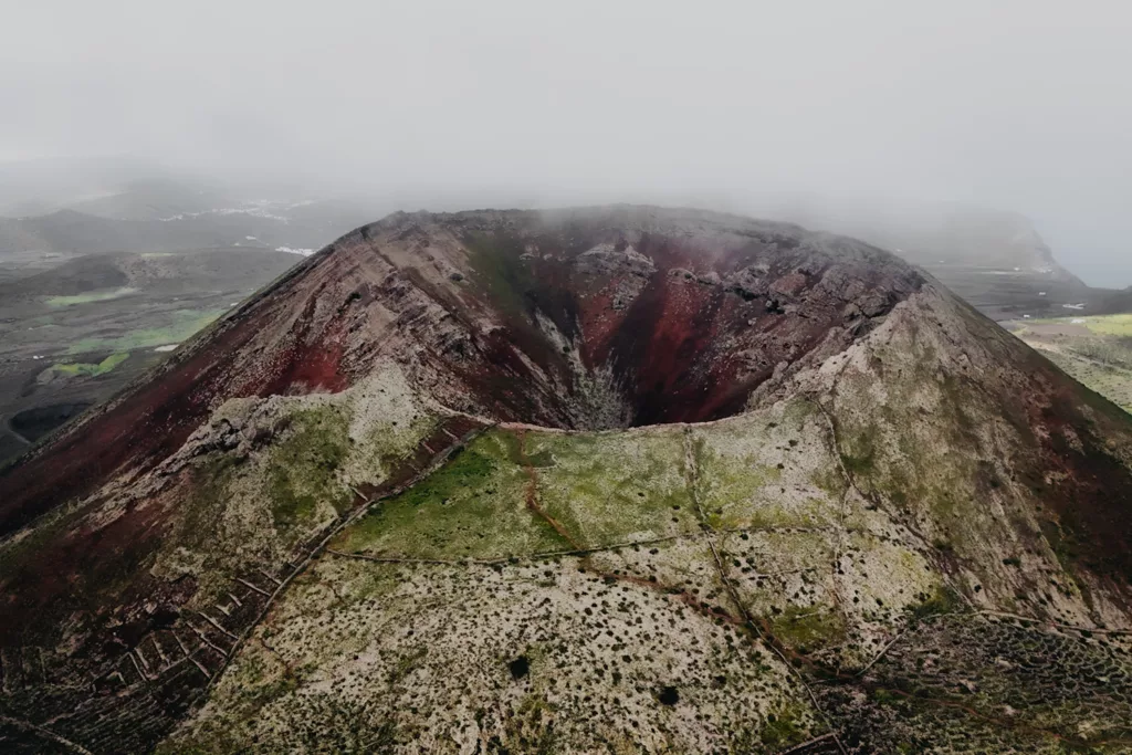 Volcan de la Coronna à Lanzarote, photographie en drone.