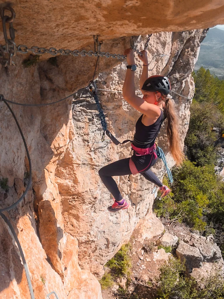 Via Ferrata Ivet la Rabiosa niveau (extrêmement difficile) en Catalogne (Espagne).