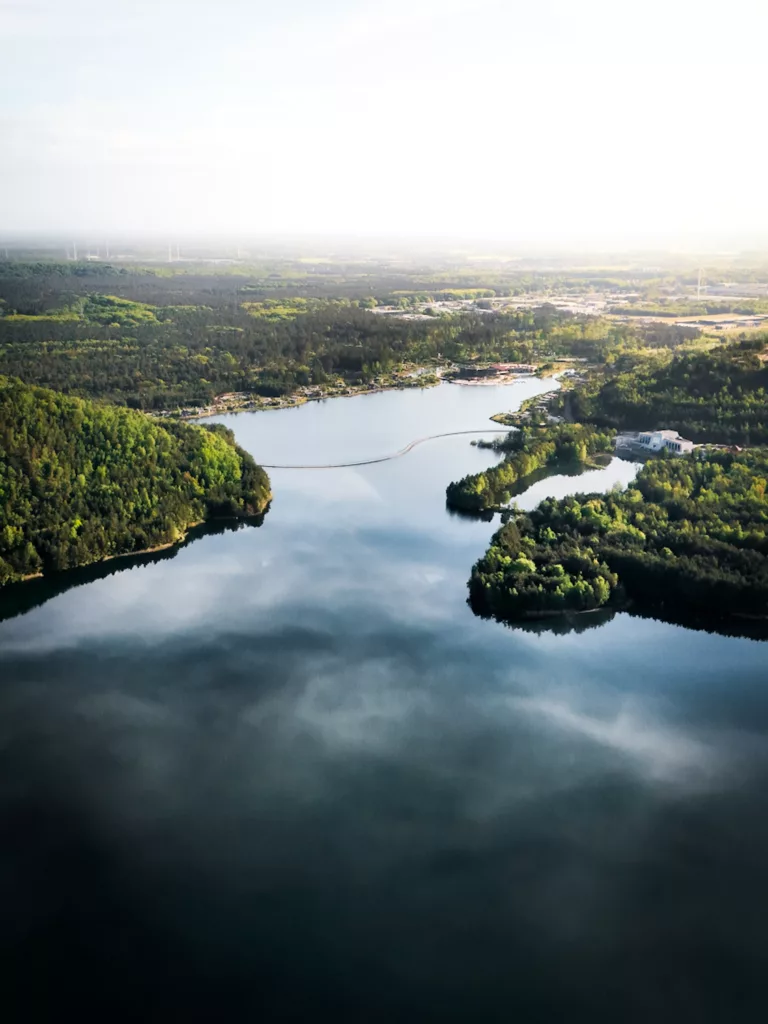 LE paysage de la passerelle de Mijnterrils dans le parc naturel de la Haute Campine (Hoge Kempen)