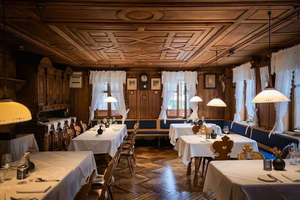 La salle du restaurant Gastoff Adler dans la région du Bregenzerwald